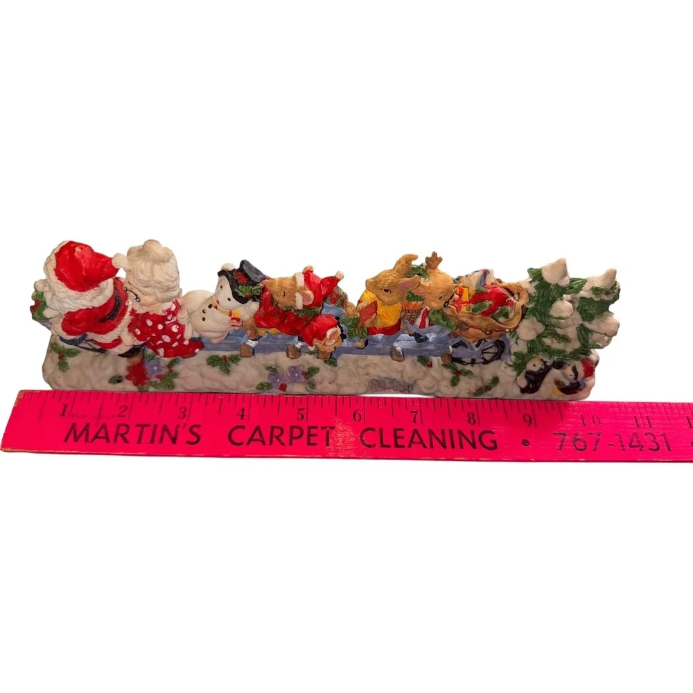 Fine Polyresin Mr. & Mrs Santa Claus Riding Bike -Vintage Christmas Table Decor